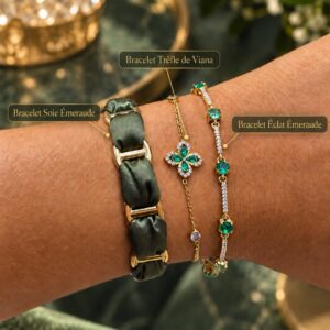 Bracelet soie émeraude