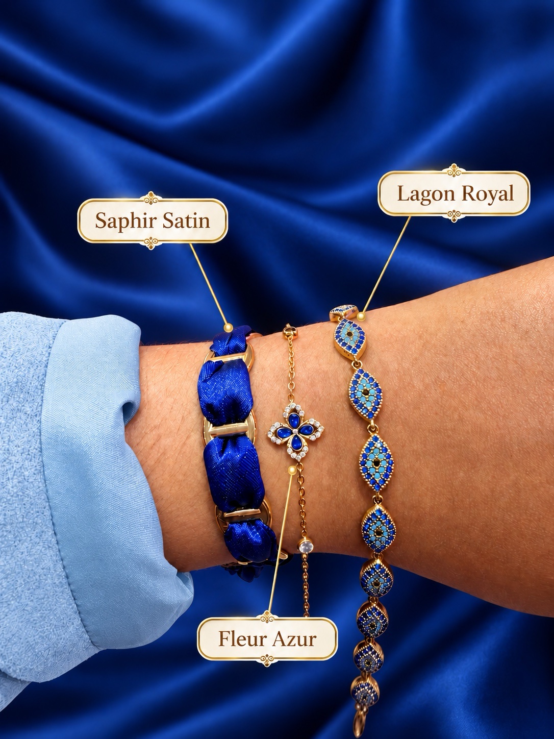 Bracelet fleur azur